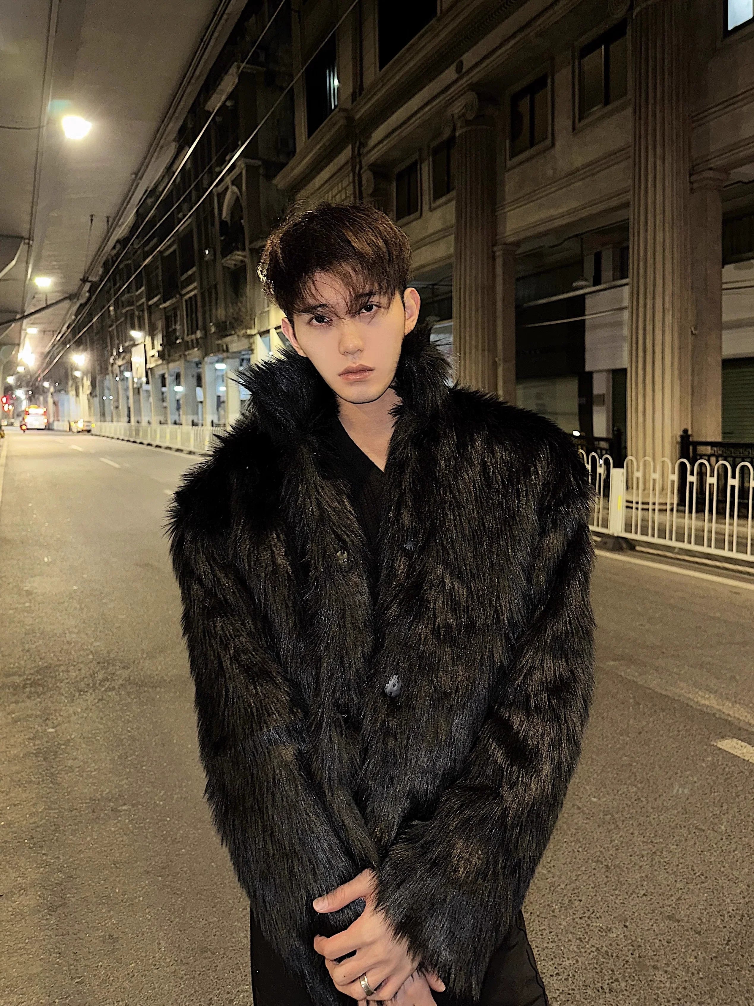 Plush Faux Fur Hooded Coat