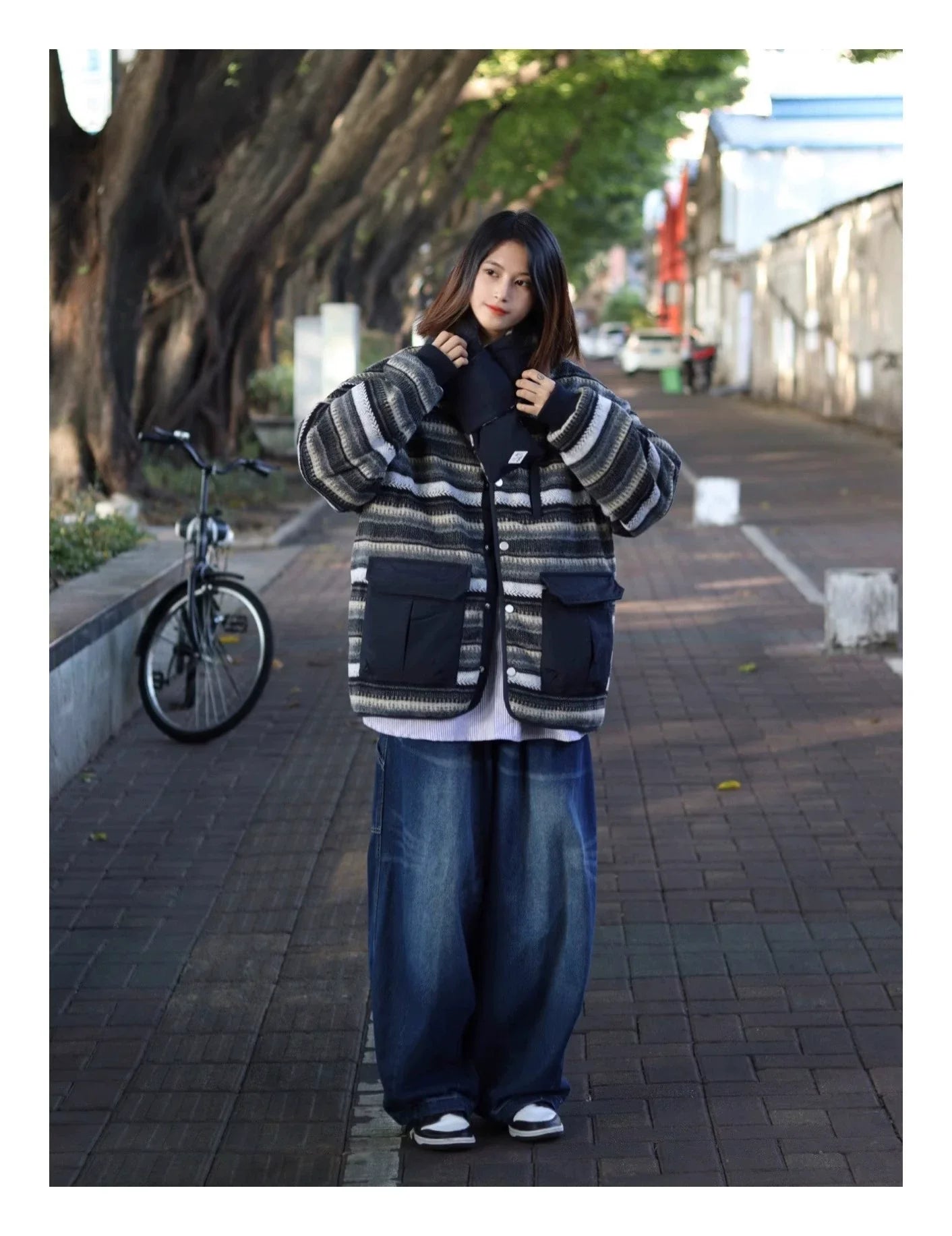 양면 네이비 퀼팅 코트