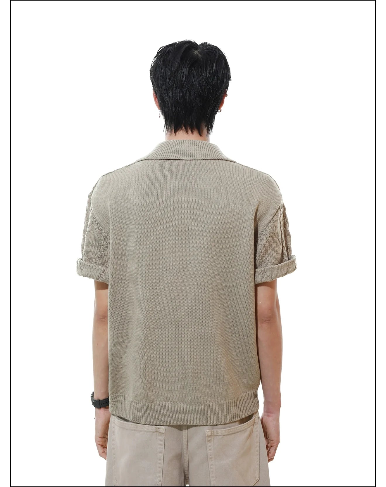 Sandstone Cable Knit Polo Tee