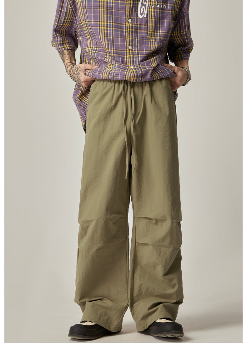 Grey Drawstring Loose Cargo Pants
