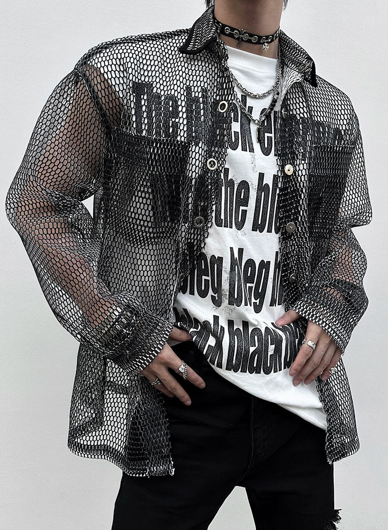Mesh Button-Up Shirt