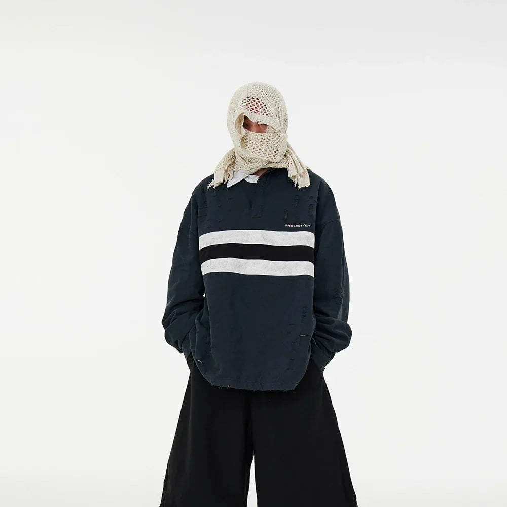 Distressed Stripe Varsity Rugby Shirt