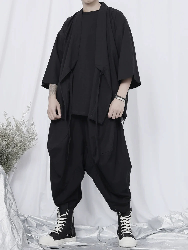 Black Wrap Kimono Shirt