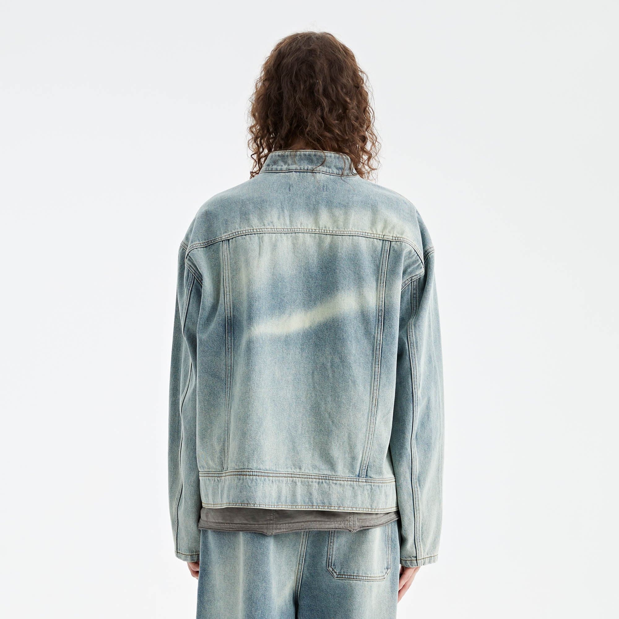 Light Wash Denim Racing Jacket