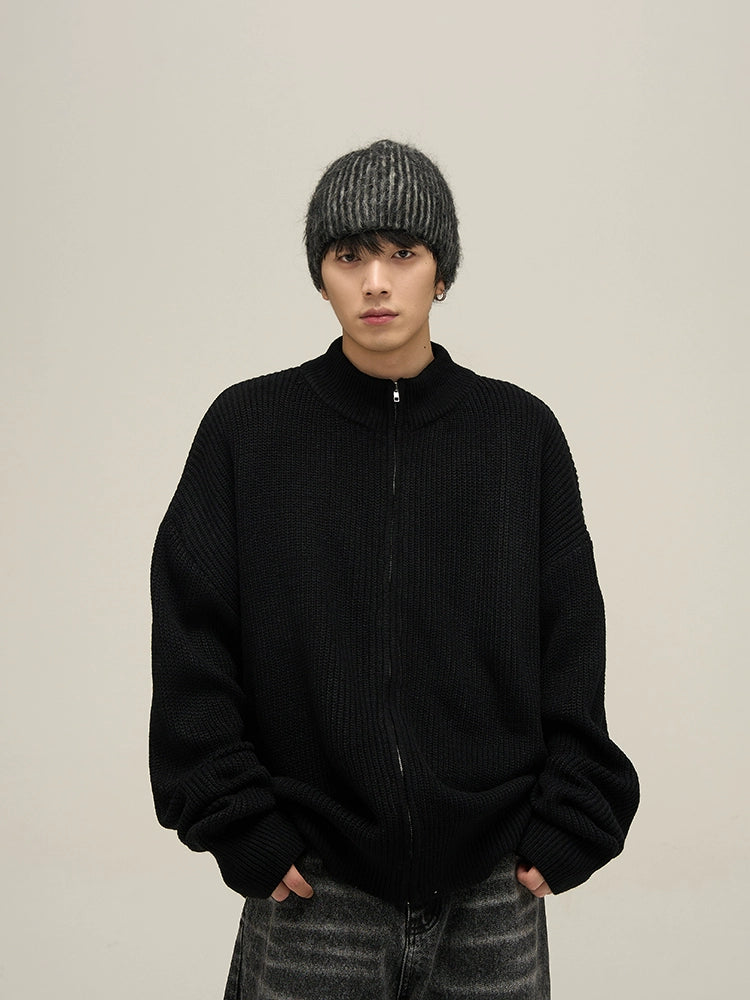 Cozy Chic Oversized Zipper Knit Cardigan - chiclara