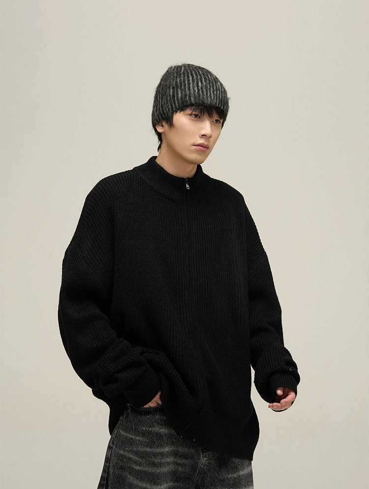 Cozy Chic Oversized Zipper Knit Cardigan - chiclara