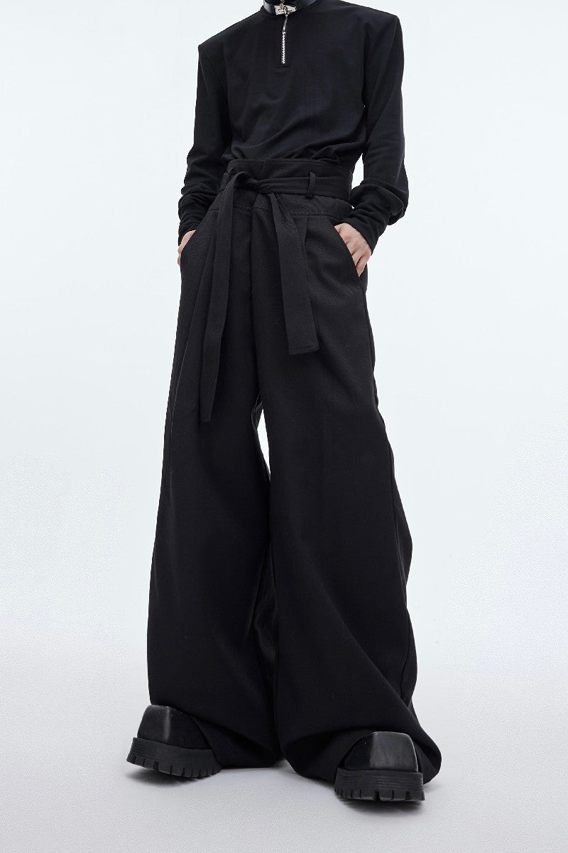 High Waist Draped Trousers - chiclara