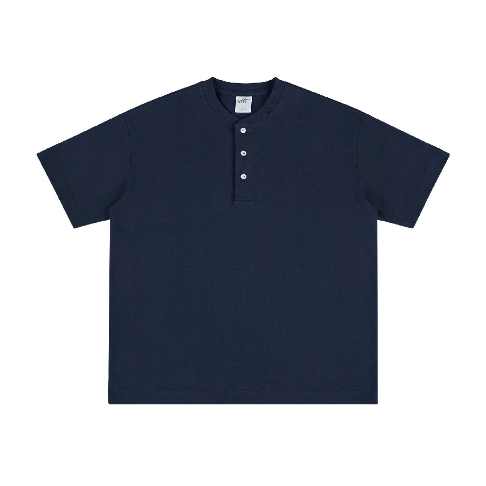 320G Heavyweight Cotton Henley Oversized Tee - chiclara