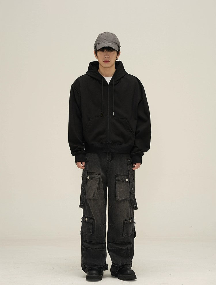 Urban Edge Wide-Leg Cargo Denim Jeans - chiclara