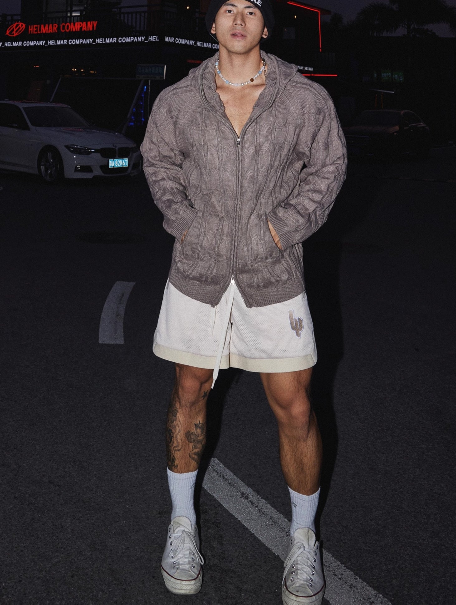 Cable Knit Zip Hoodie Sweater