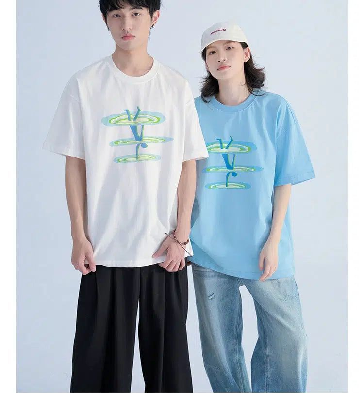 T-Shirt with Tumbling Man Silhouette - chiclara