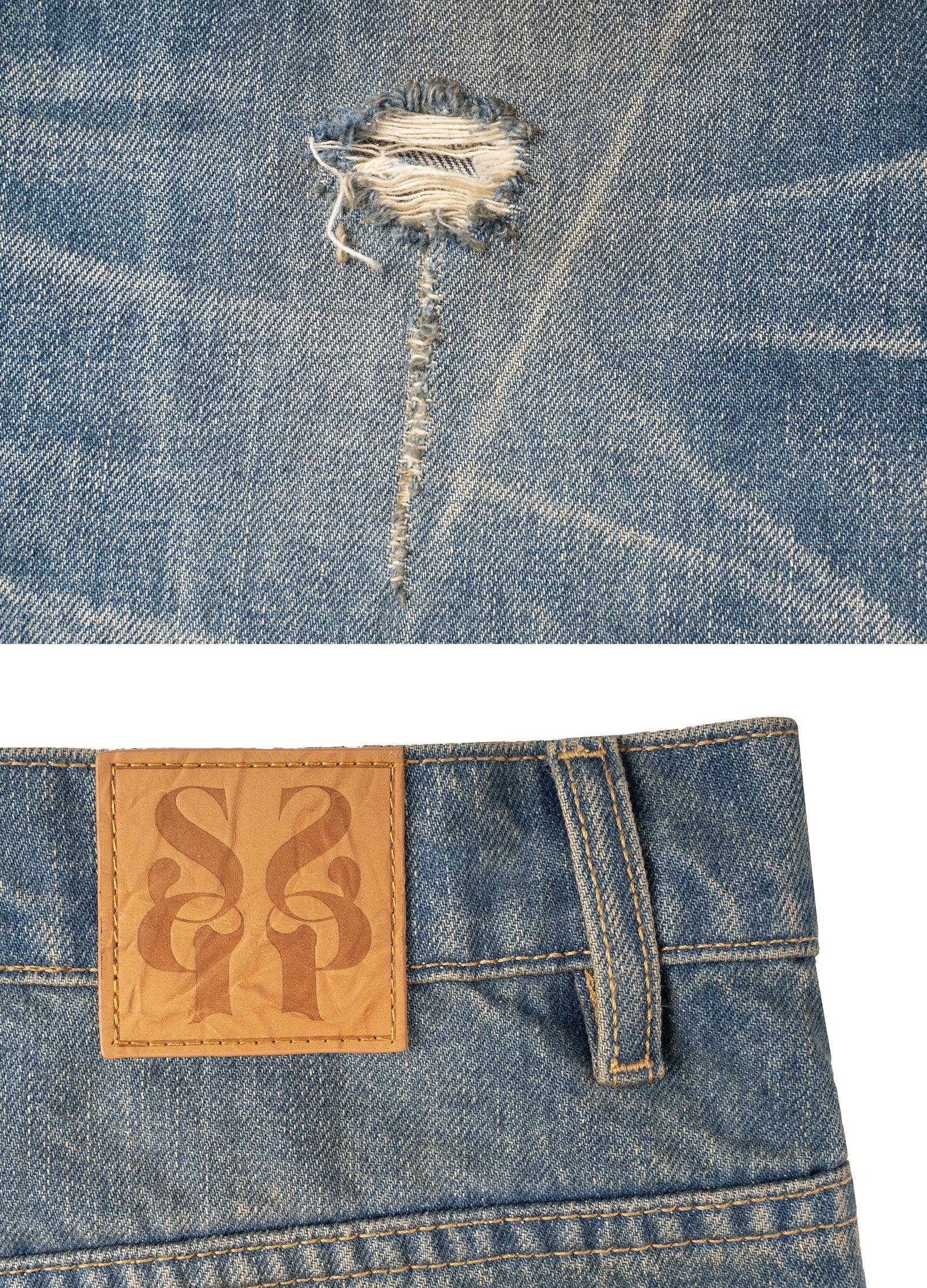 Nevada Cowboy Inspired Spider Web Wash Denim - chiclara