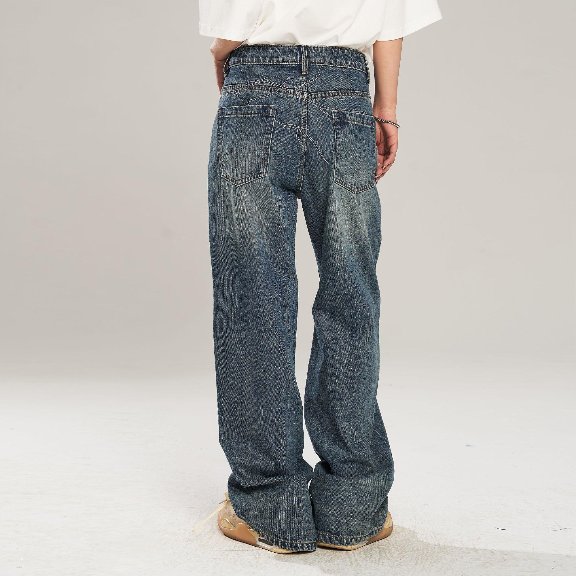 Classic Washed Straight Leg Jeans - chiclara