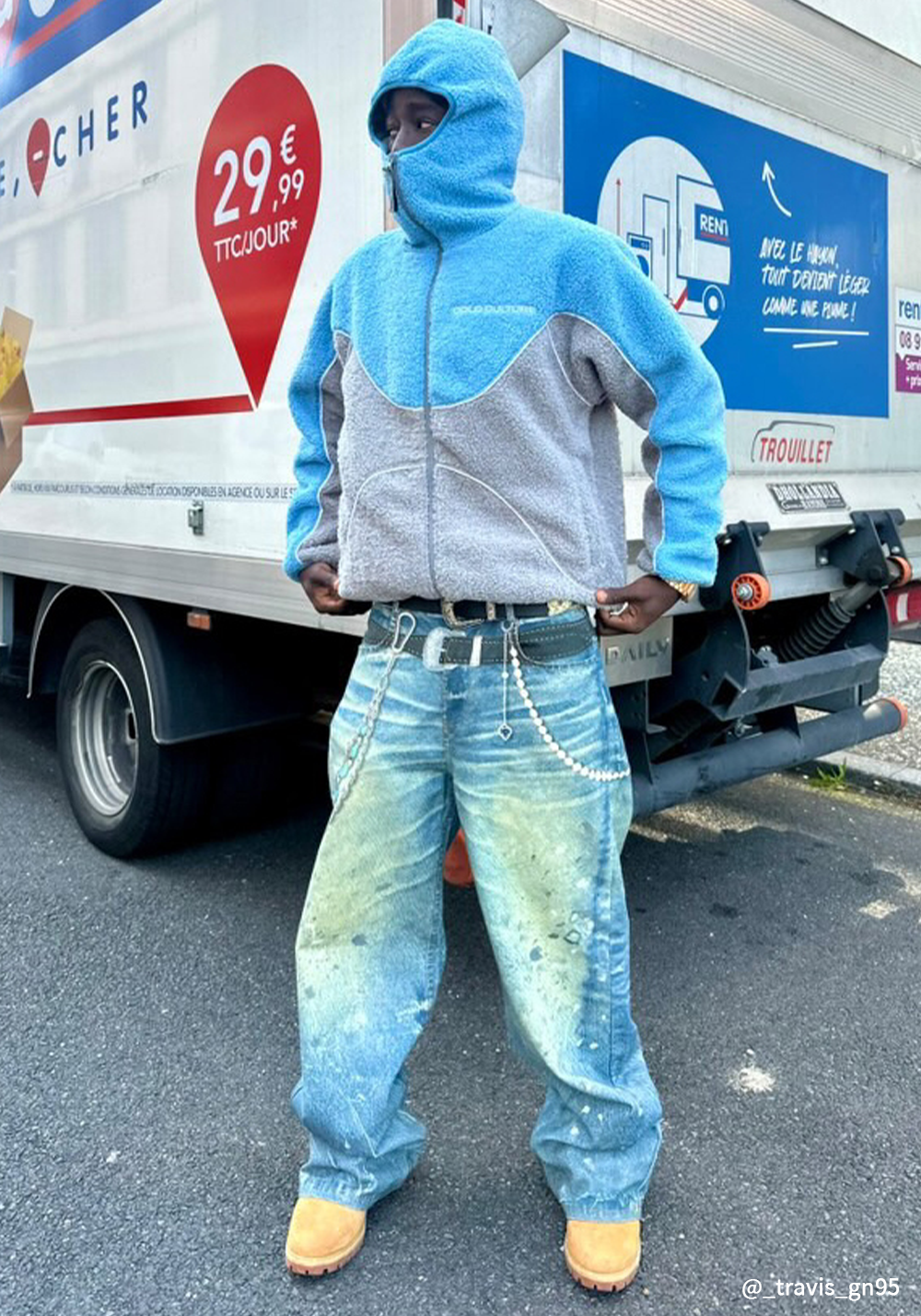 3D Chain Print Vintage Jeans